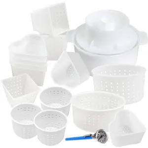 16pcs Cheese Making Kit for Beginners, Includes Soft & Hard Cheese Molds, Thermometer, Complete Homemade Cheese Making Supplies