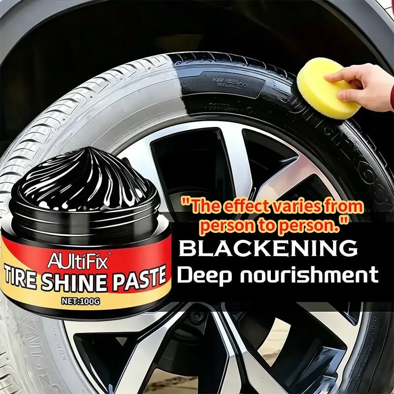 100g Tire Shine Care Cream, Non-Sticky Long Lasting Gloss Restorer, UV Protection Shield Polish for Car Tires & Exterior Rubber Trim