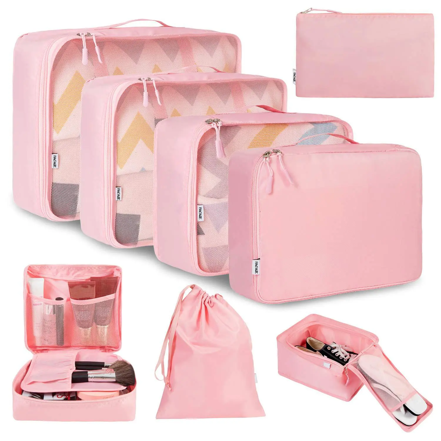 8pcs/ Set Packing Cubes for Suitcases, Travel Luggage Packing Organizers, Closet Storage, Under-Bed Storage, Storage Trunks, Compression Storage Shoe Bag, Clothing Underwear Bag, for Man & Women, Under-Bed Storage