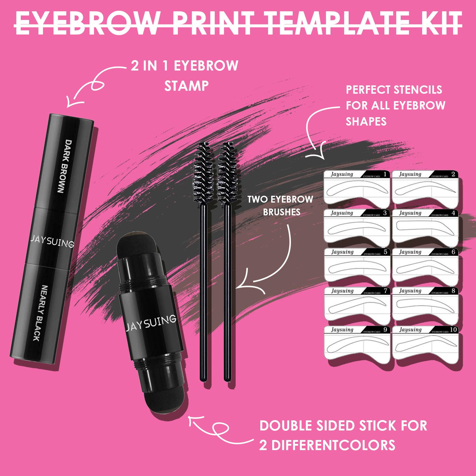 Jaysuing One Step Eyebrow Stamp Stencil Kit| Waterproof Brow Powder & Hairline Shadow| Long-Lasting & Natural Look for Beginners