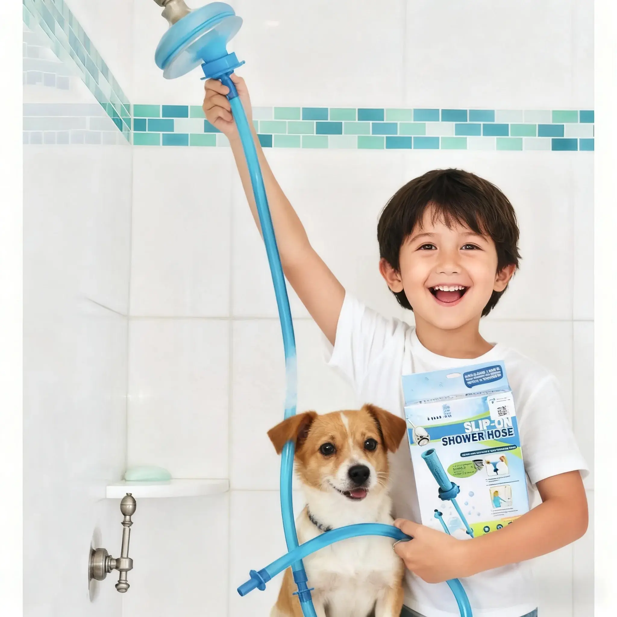 boxing Dog Spot Washer – 6ft Slip-On Shower Hose for Easy Pet Rinsing, Fits Showerheads Up to 4" – Stress-Free Way to Clean Dogs Without a Full Bath, Shark Tank Product (Not for Tubs)