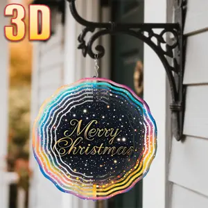 1 Piece Colorful Halo Wind Spinner with Starry Sky Pattern Printed Merry Christmas, 10 * 10. Comes with a Rotatable Hook, featuring 360 Rotation and DIY Creative Style. All-season windmill ornament with easy installation, perfect for Christmas, Halloween