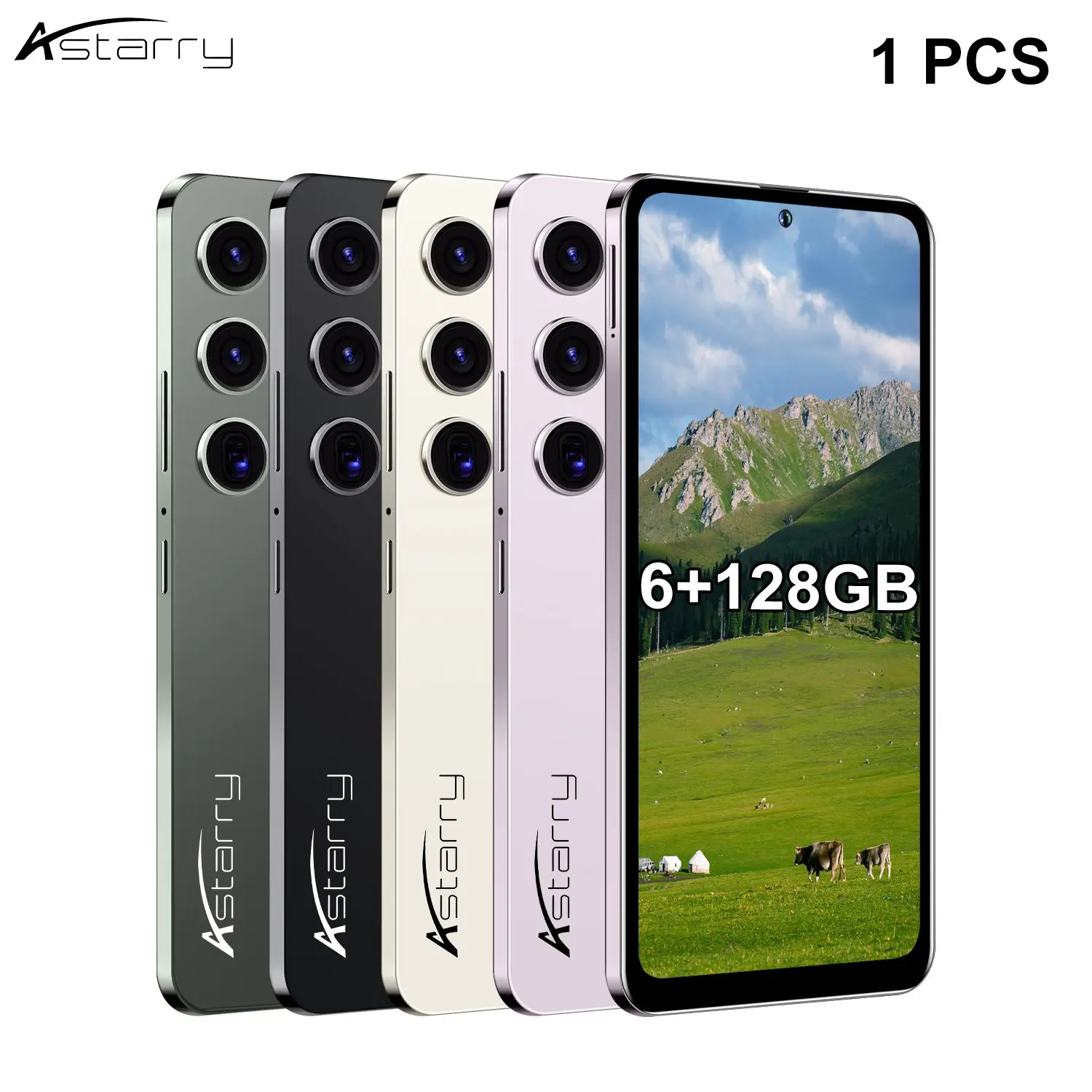 Astarry Quad-Core Android Smartphone, 6.75-Inch Screen, 6gb+128GB Storage, Dual Sim, 4g Full Network, 4800mah Battery, Dual Camera, Android 12
