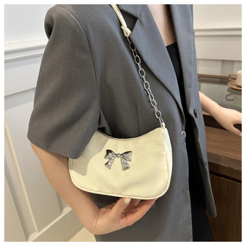 Sweet Little Fresh Bow Handbag Women Korean Armpit Crossbody Bag Chain Shoulder