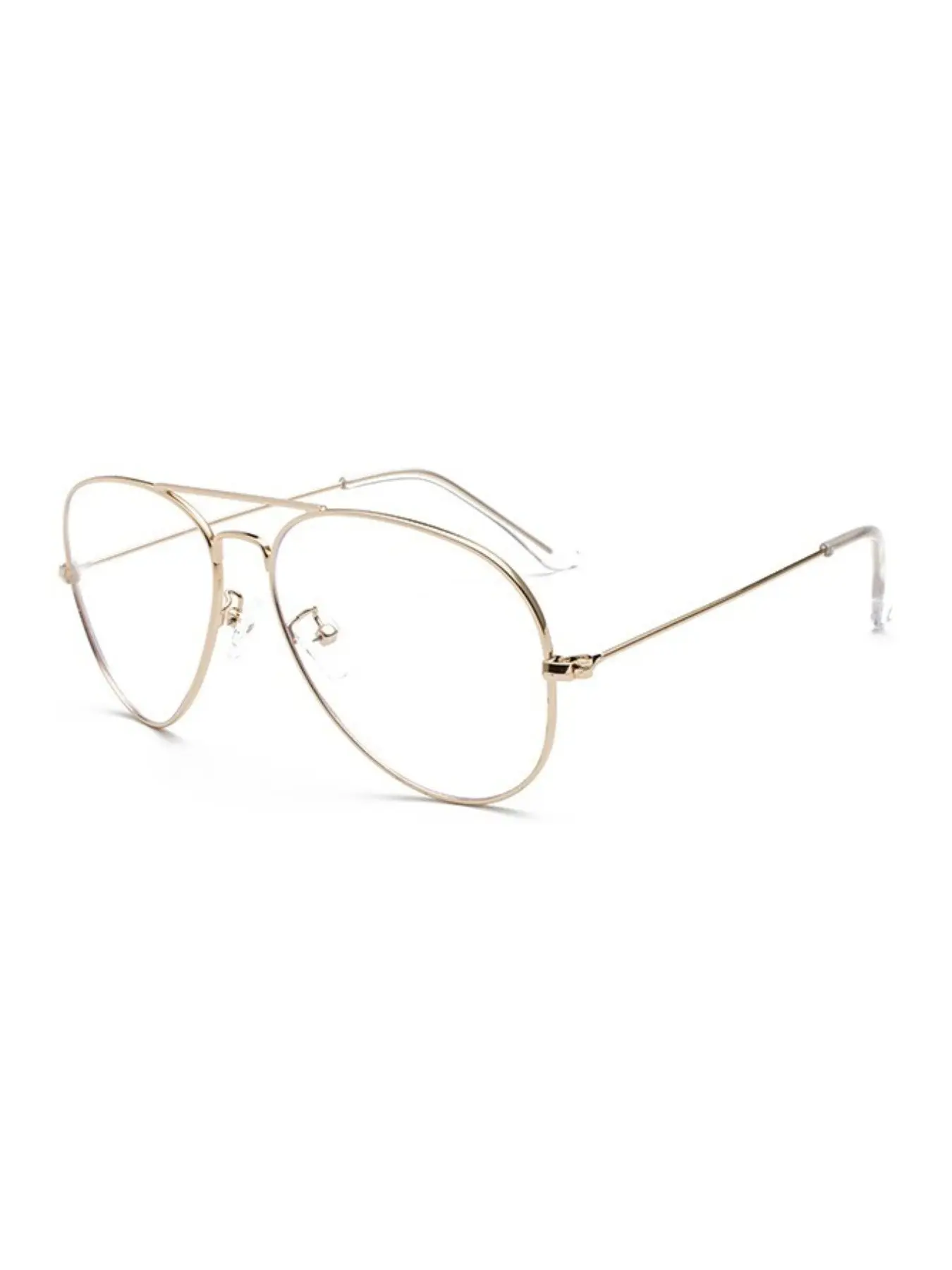 High-Quality Thin Metal Frame Glasses, Stylish Eyewear, Fashionable Retro Pilot Frame Blue Light Blocking, Simple High-End Style, Non-Prescription Glasses