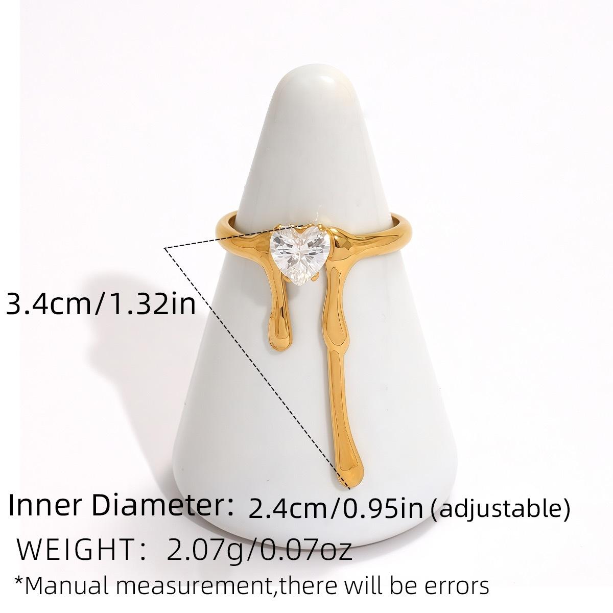 1pc 18K Gold Plated Geometric Line Zircon Open Ring for Women, Stainless Steel Adjustable Stackable Trendy Minimalist Statement Jewelry, Elegant Chic Birthday Holiday Anniversary Gift for Girlfriend Sister Bestie Gold-Plated Striped Couple Stacking