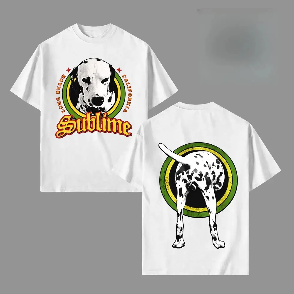 Sublime Dalmatian Pattern T-shirt, oversized cotton T-shirt, reggae-ska-punk style shirt, Sublime Dalmatian Pattern T-shirt, California Long Beach reggae style shirt, comfortable for summer, breathable, pure cotton
