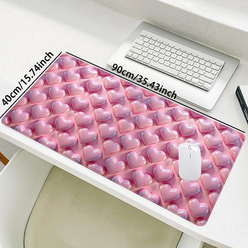 Heart Pattern Mouse Pad, Rectangle Gaming Mouse Pad, Office Desk Keyboard Mat for Home Office Game Room Desk, Cute Desk Accessories