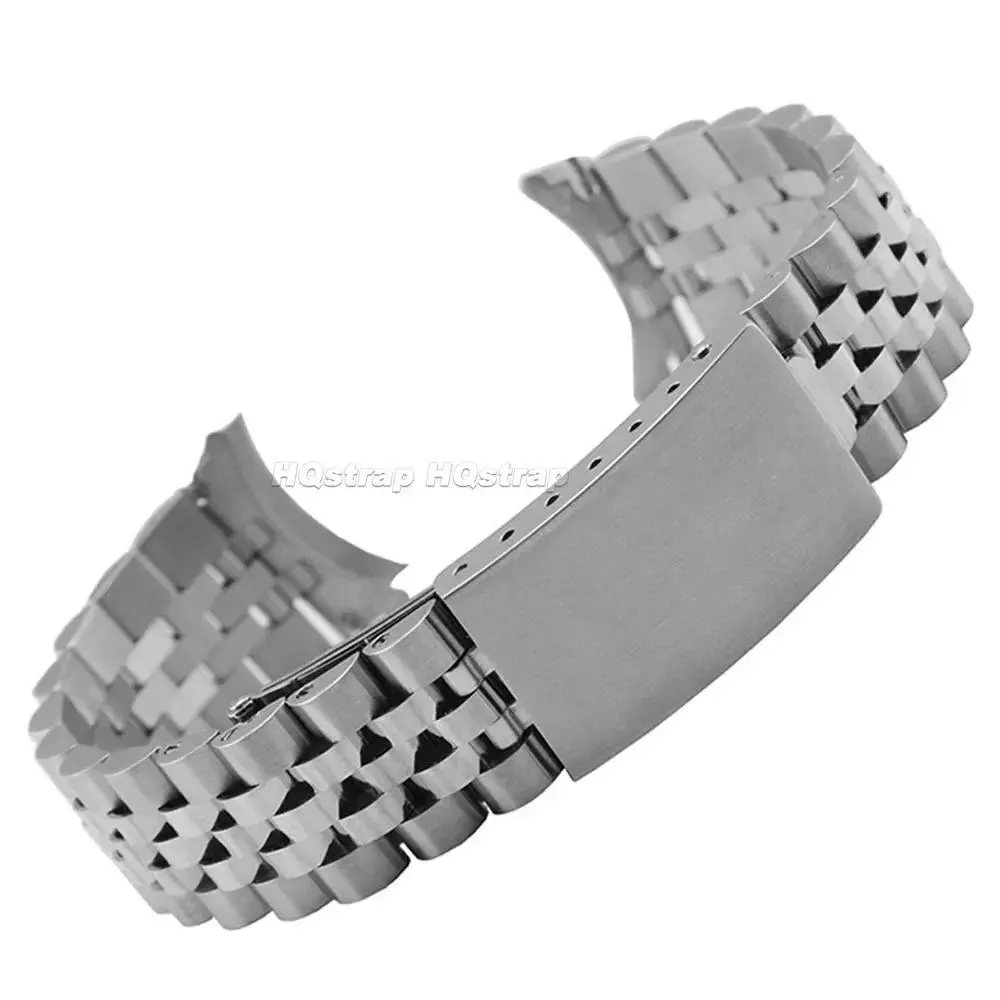 Curve End Stainless Steel Watchband 18mm 19mm 20mm 21mm Metal Bracelet for Rolex for Jubilee Strap Folding Buckle Wristband