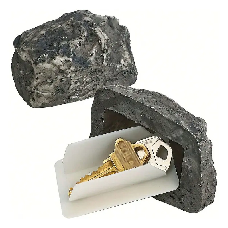 Fake Rock Hidden Key Hider, Outdoor Yard Simulation Stone Spare Key Storage Decor For Front Door