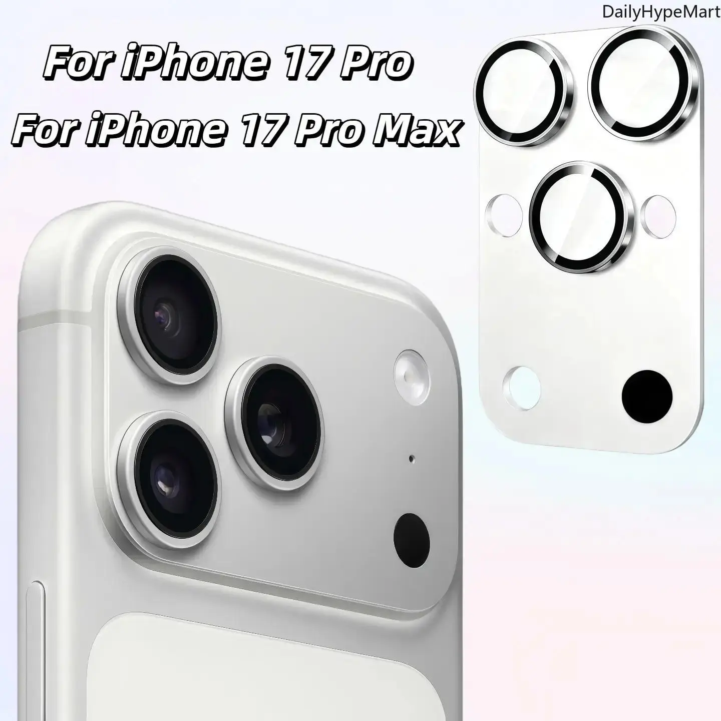 HD Tempered Glass Camera Lens Protector Casing with Durable Metal Frame - Protective Accessory for iPhone 17 Pro-Pro Max, Easy Installation Included