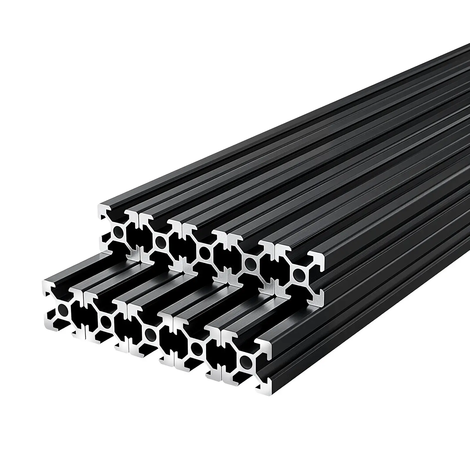 VEVOR 10 Pieces 2020 European Standard Anodized T-Slot Aluminum Extrusion Profile, 48 Inch/1220 mm High-Strength Linear Rail with High Precision & Stability, for 3D Printers, CNC Frames (Black, T-Slot Nut Compatible)