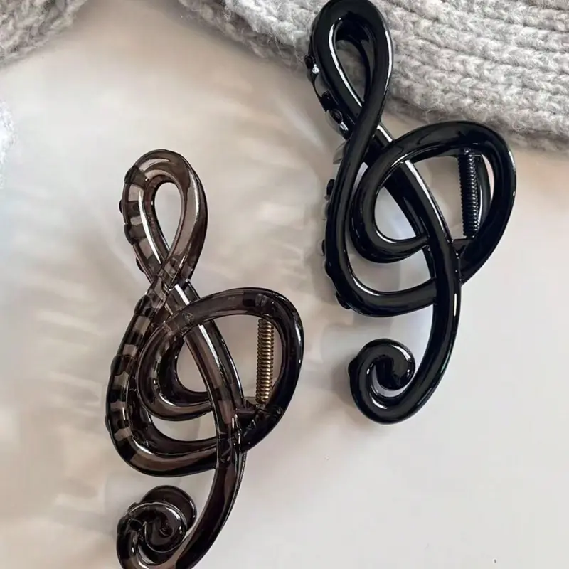 2-Pack Note Pattern Plastic Hair Clips, Hair Claws, Simple Elegant Hair Accessories for Various Occasions