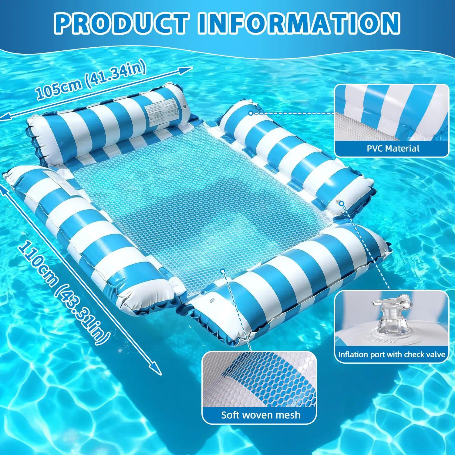 Inflatable Pool Hammocks, Tanning Pool Floats, Portable Pool Float for Adults, Pool Floats Adult Lounge Chair, Pool Float Raft for Summer Relaxing & Travel, Pool Accessories for Backyard Party, Above Ground Pool Accessories for Lake & Beach Vacation