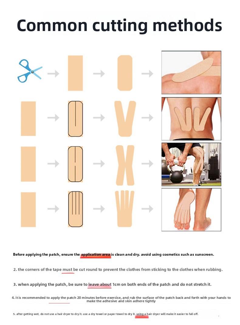 Sports tape, muscle tape, kinesiology tape, sports muscle tape for wrists, ankles, shoulders, and legs, facial muscle tape, elastic bandage