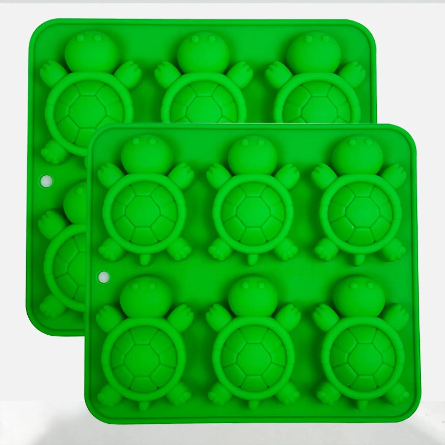 Turtle Silicone Mold for Chocolate Candy Gummy Making, Ice Cube Tray, 6-Cavity Design, 2-Pack, Green