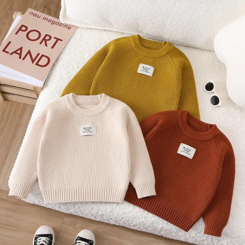 Boys' Classic Thick Knitted Pullover, Toddlers' Graphic Print Warm Knitwear, Autumn-Winter Casual Sport Top for Daily Home Wear & Casual Strolls