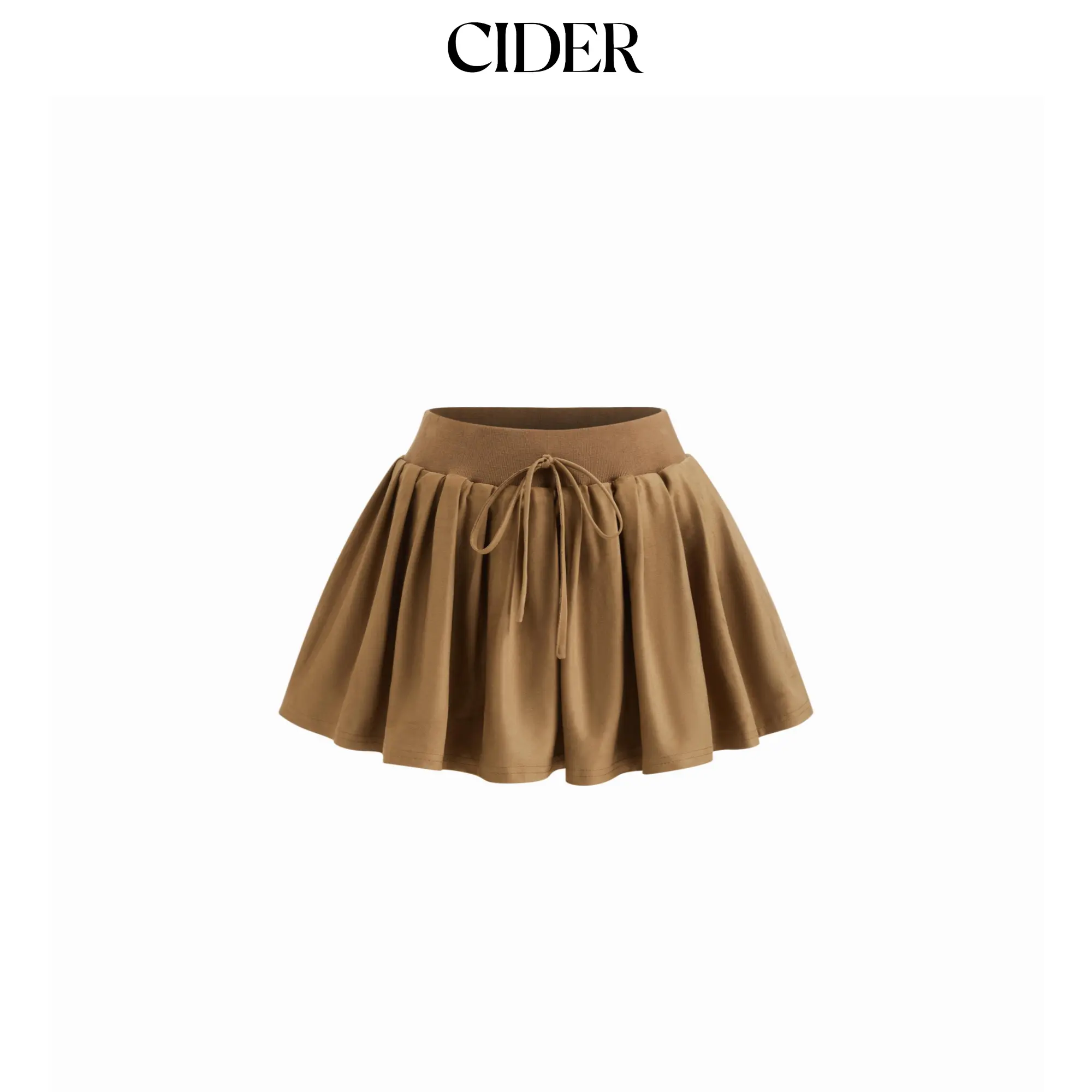 Cider Suede Low Rise Knotted Ruffle Mini Skirt