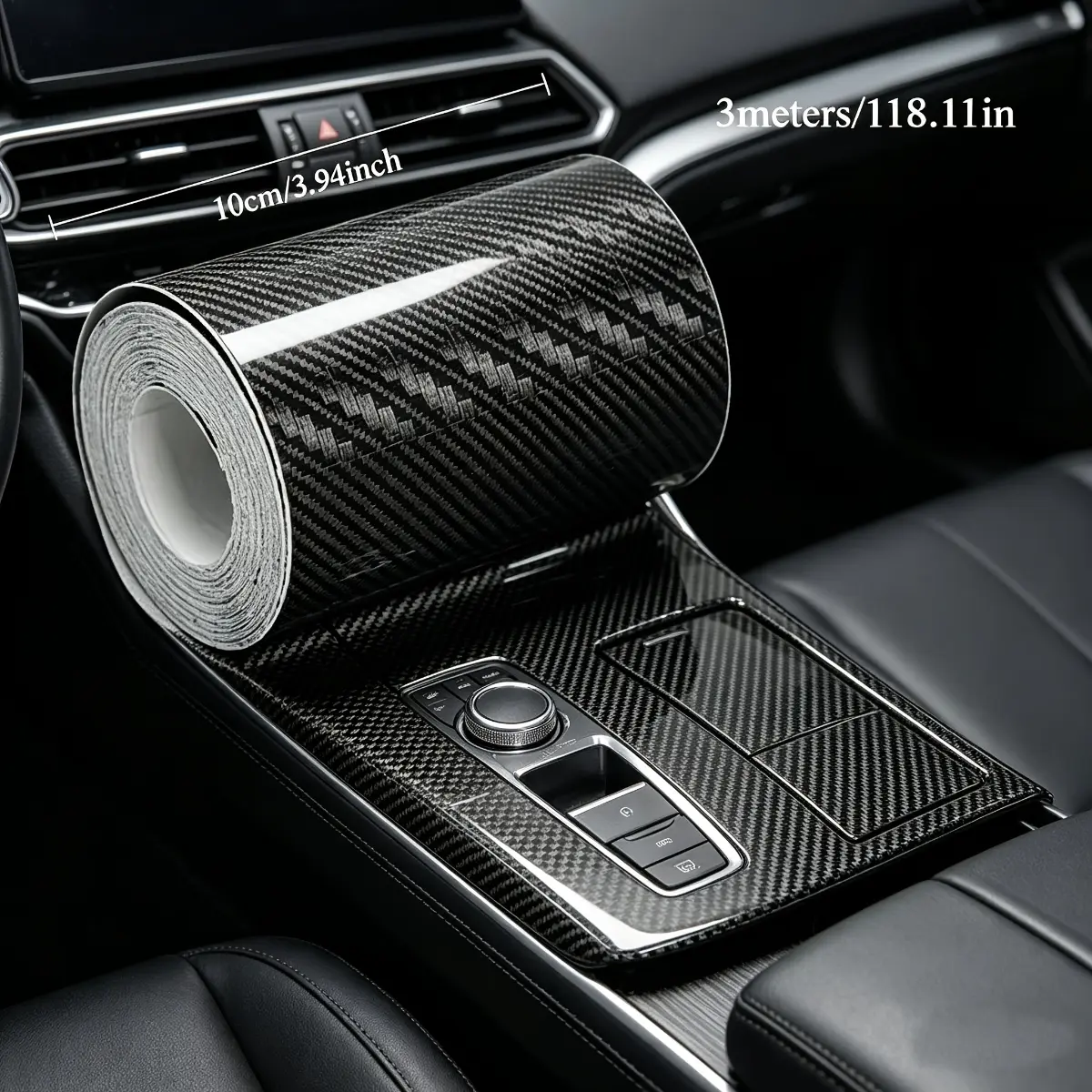 1 roll 3D carbon fiber nano film, waterproof and scratch-resistant bumper and threshold protection film, black version, stylish car accessory, durable adhesive film, scratch-resistant material, a must-have for car owners, Car Decal