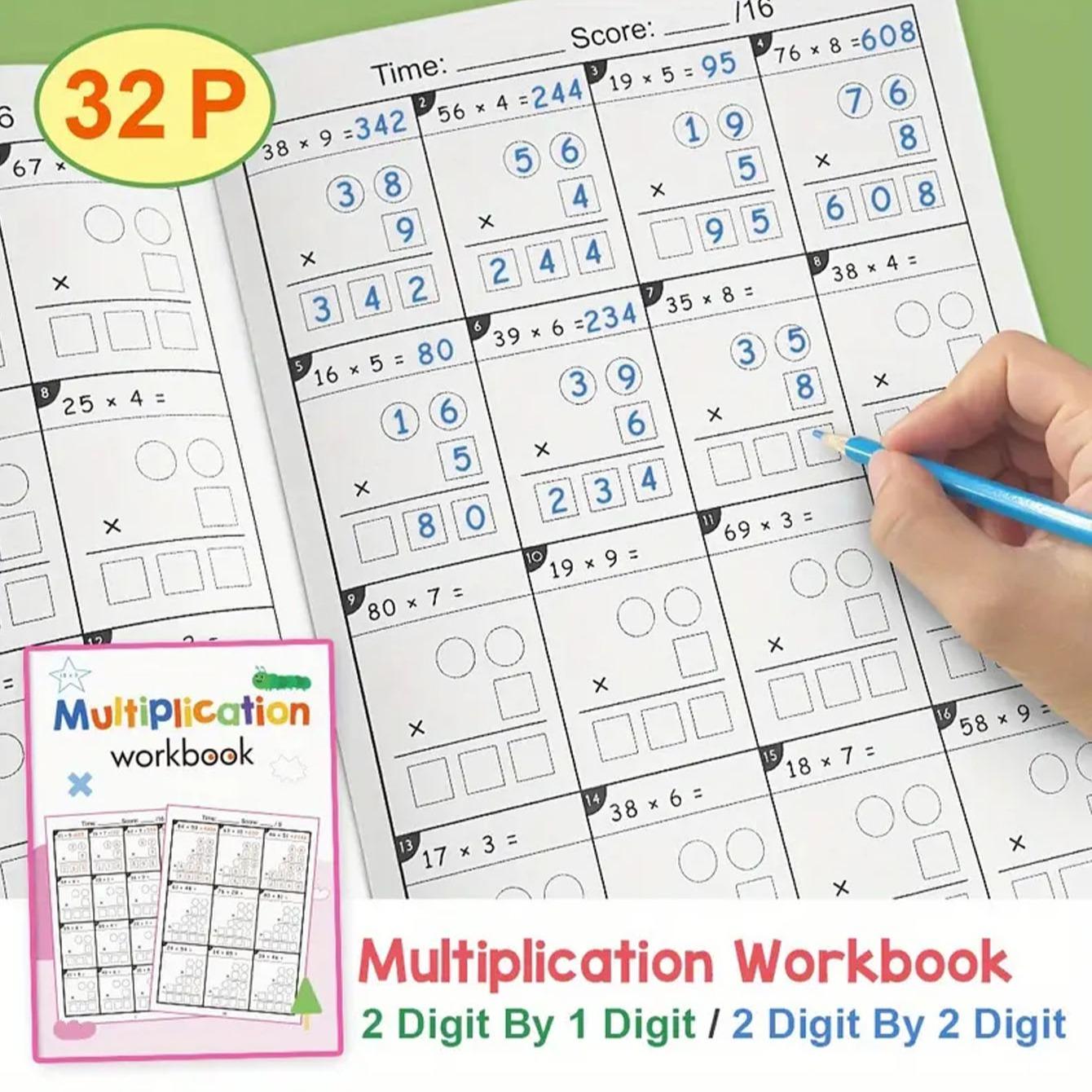 Math Practice Workbook for Grade 3-5 Students, Multiplication & Division Problems Book, Educational Math Activity Book for Daily Use, Classroom Mathematical Skills