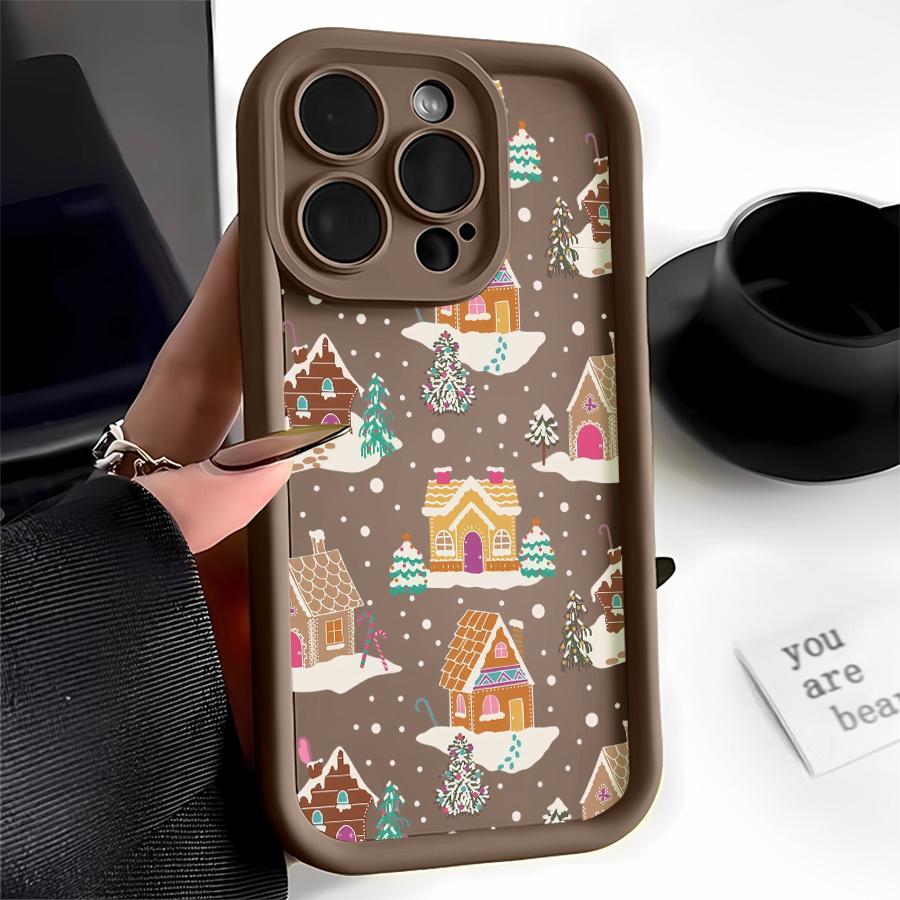 Christmas Gingerbread Houses Phone Case Suitable for Apple iPhone 17 E Air Pro ProMax iPhone16 15 14 Plus 13 12 Mini 11 X XS XR Shock Proof All Inclusive Lens Protection Girlish Style Cute Can Be Given to Friends