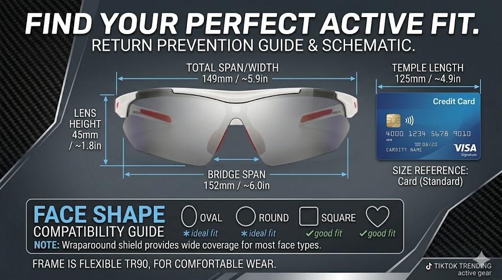 Ultimate Wraparound Sports Sunglasses for Men & Women |   Y2K Shield Shades for Cycling, Running & Baseball |   Anti-Slip TR90 Frame & UV400 PC Lens
