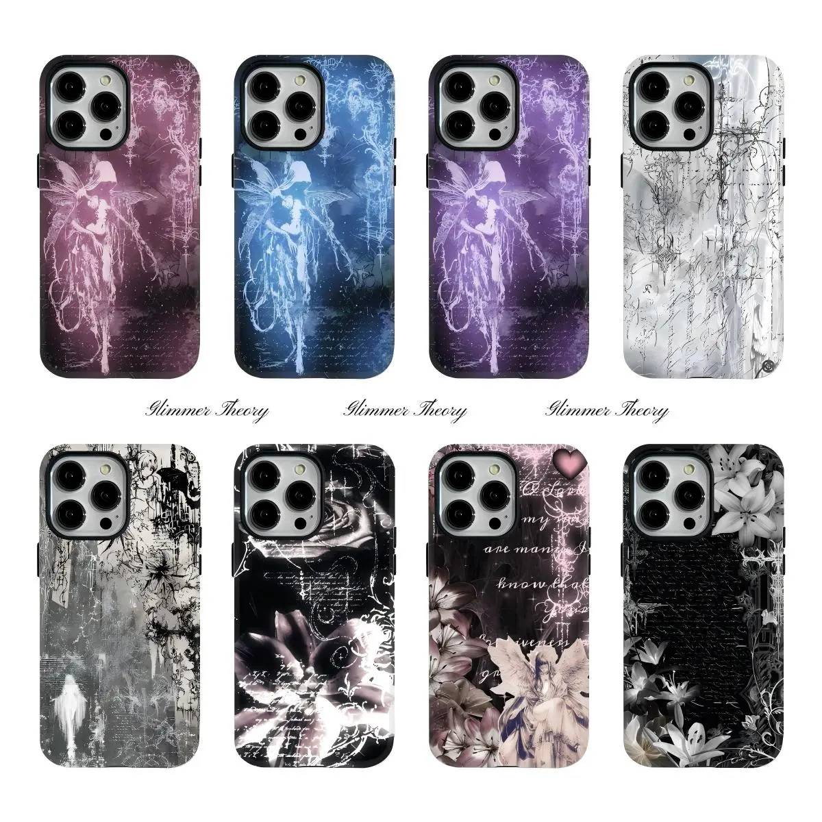 MagSafe Gothic Cross Cybersigilism Lines Film Shells Flowers Angel Colorful Phone Cases For iPhone 17 Promax Pro Air 16 Plus 15 14 13 12 TPU PC 2-IN-1 Shockproof Protective Cover Gift