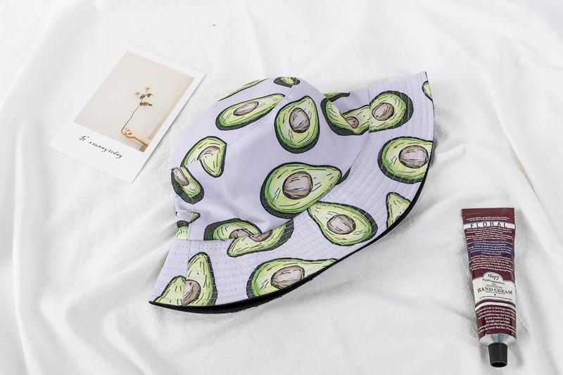 Unisex Bucket Cap Fruit Printing Hats Summer Double-sided Wear Man Women Cap Outdoor Sun Hat Classic Casual Panama Bucket Hat
