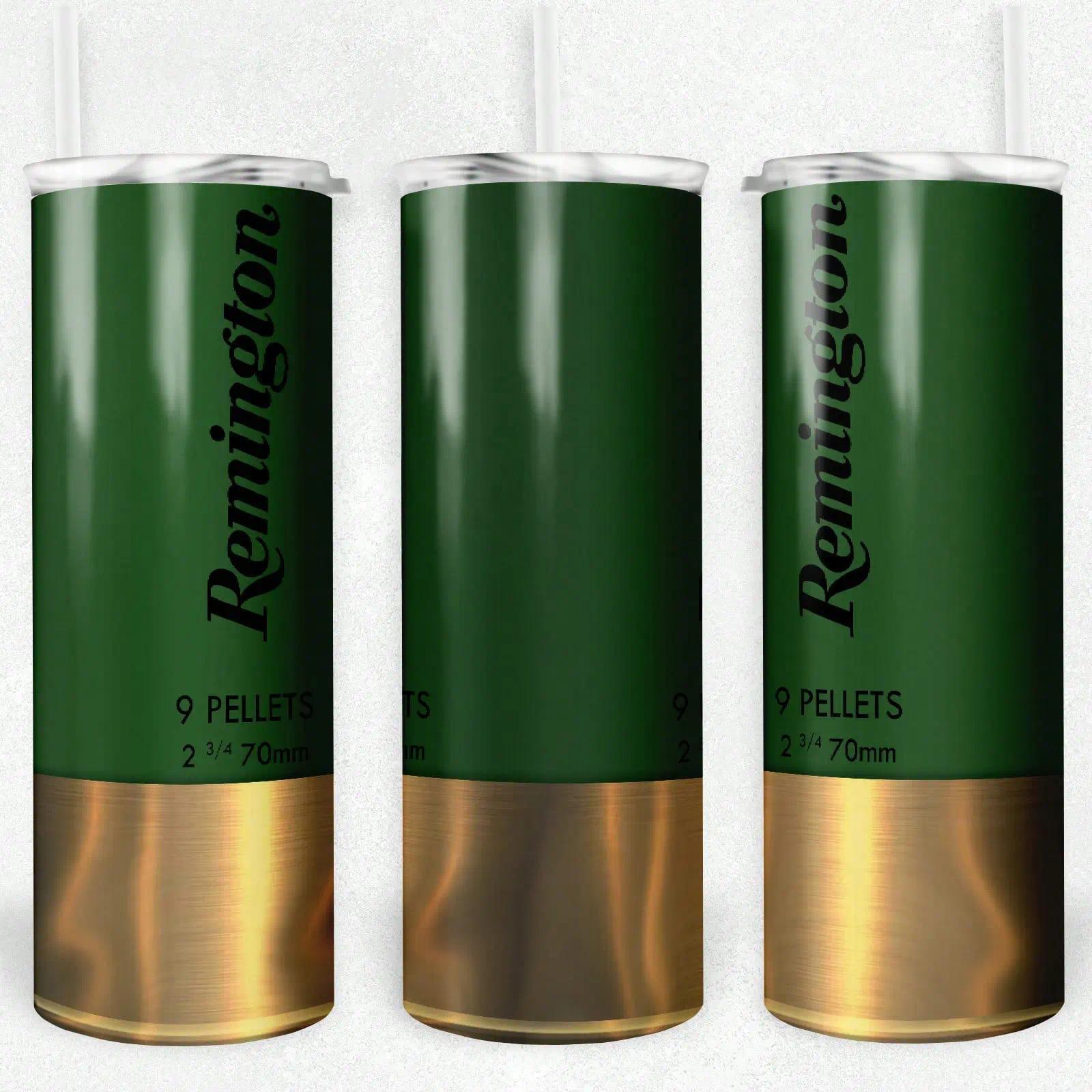 Remington Green Tumbler With Lid And Straw, 20oz Skinny Stainless Steel Water Bottle, Insulated Straight Cup, Summer/Winter Drinkware, Outdoor Travel Accessories | High Quality