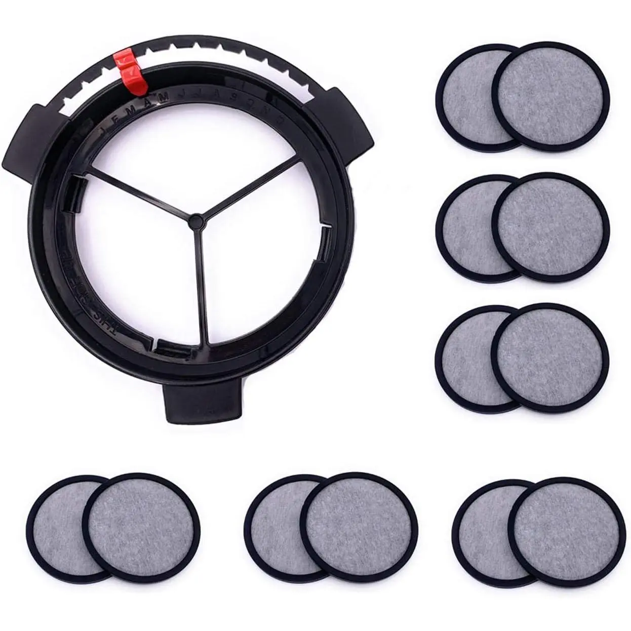 Coconut Shell Activated Charcoal Water Filtration Replacement Set - 1 Frame, 12 Filters for Mr. Coffee Brewers, 12-Month Supply, Monthly Replacement, Improves Coffee Taste, Removes 97% of Chlorine