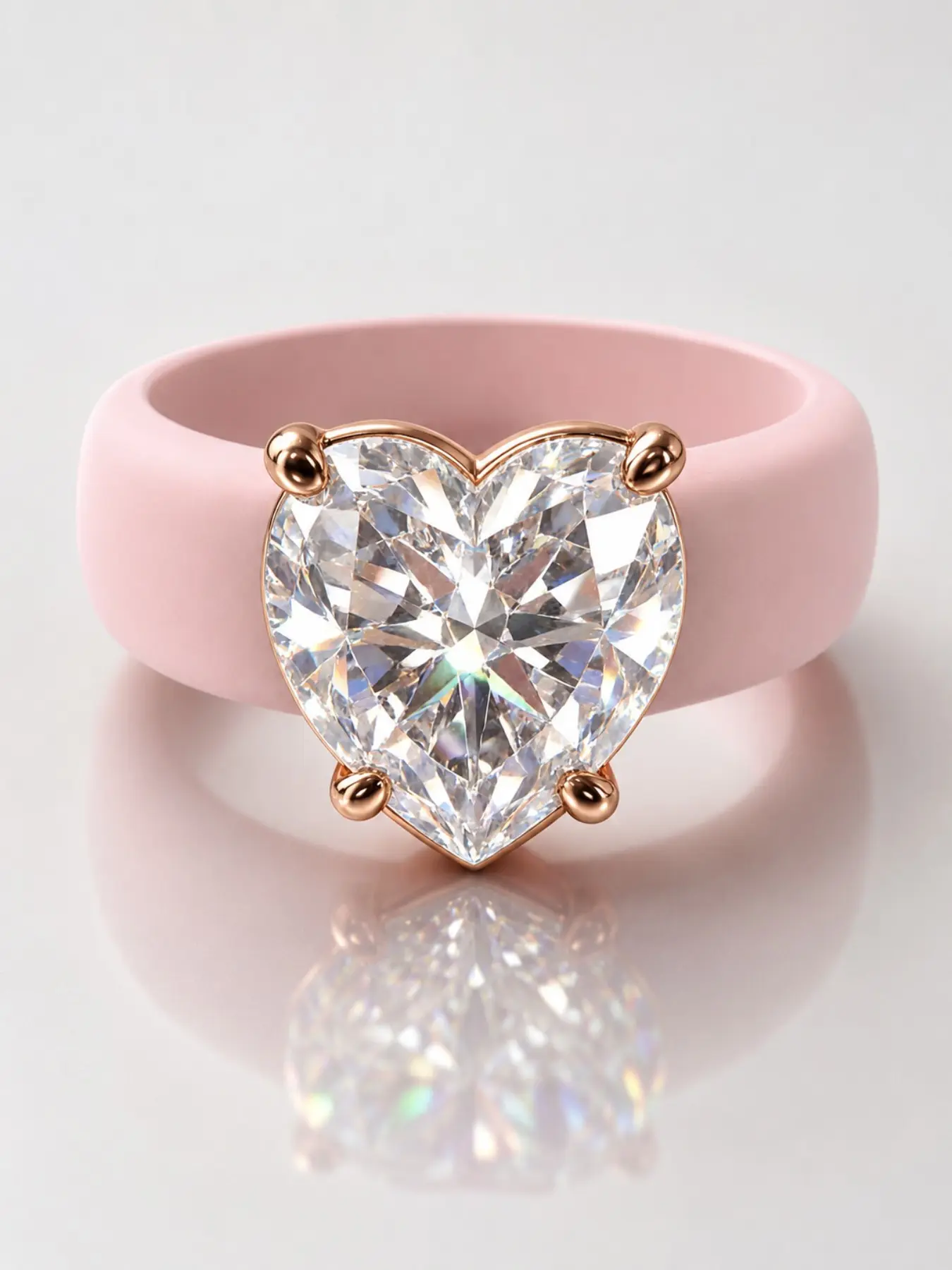 European and American Luxury Heart Zircon Silicone Ring Set, Cubic Zirconia Ring, Boho Style Stackable Rings, Fashionable and Versatile Jewelry