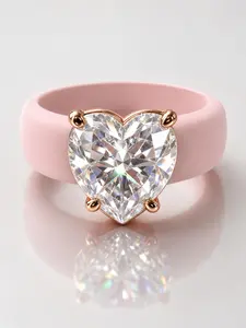 European and American Luxury Heart Zircon Silicone Ring Set, Cubic Zirconia Ring, Boho Style Stackable Rings, Fashionable and Versatile Jewelry