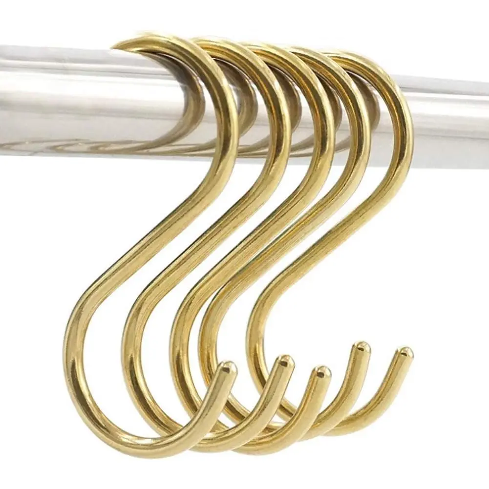 10 Pieces Multipurpose Brass S Shaped Hooks Coat Clothes Storage Hangers Kitchen Pot Pan Racks