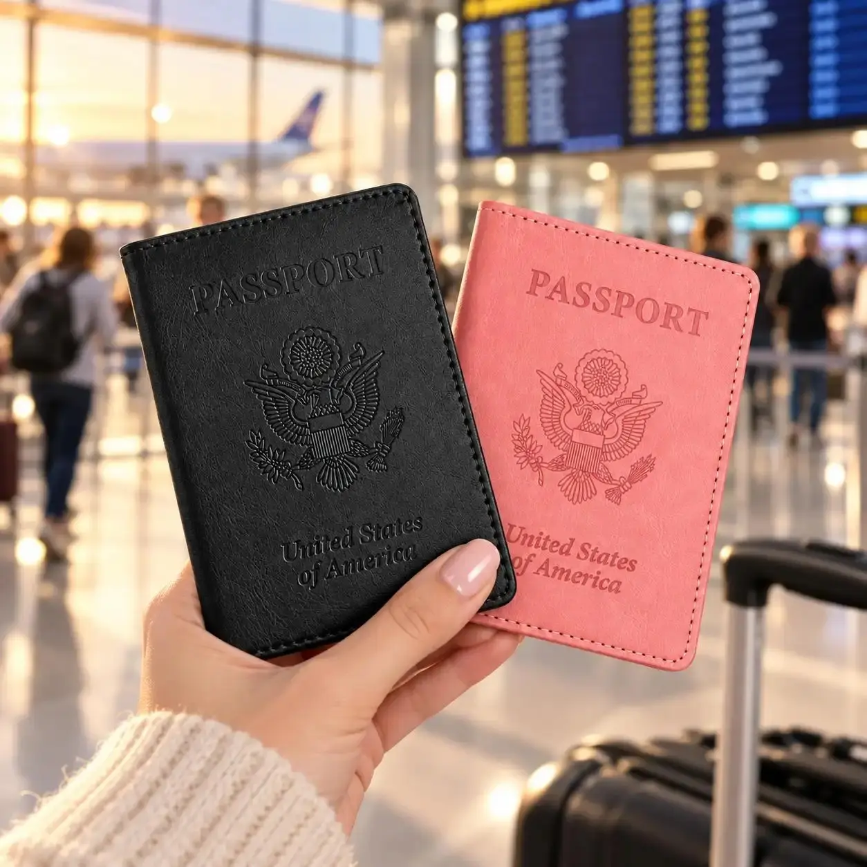 Unisex 2-Pcs Chic Waterproof PU Leather Passport Protector Covers, Ultra Slim Travel Document Organizer, Protective Passport Holders & Covers - MM2