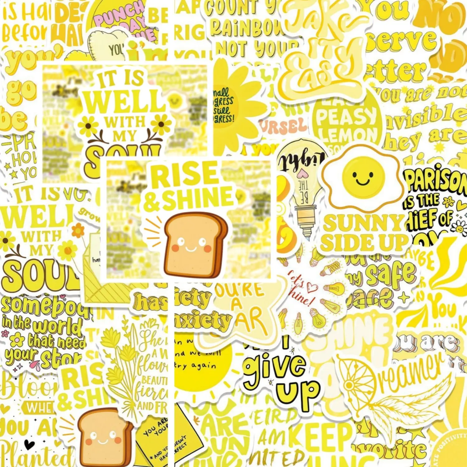 50pcs Yellow Motivational Stickers, Fun Decorative Office Stickers Suitable for Crafts and DIY Creations, Perfect for Personalized Decorations and Gift Making.