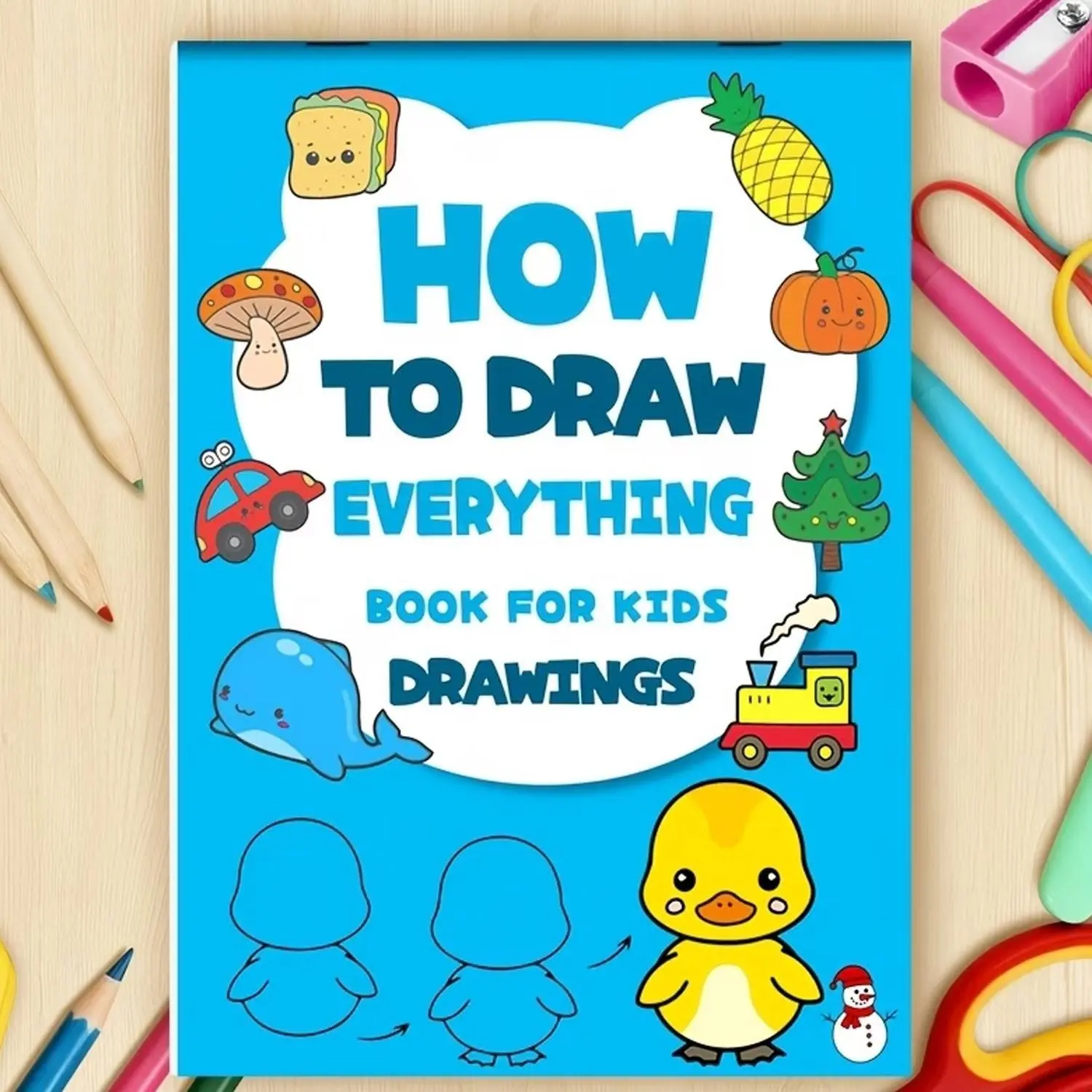 500-step guided teaching method, Illustrated activity book, Essential tools for children aged 3 to 10 to start learning painting from scratch. Thick pages with colorful illustrations and step-by-step explanations, perfect for Christmas, Halloween