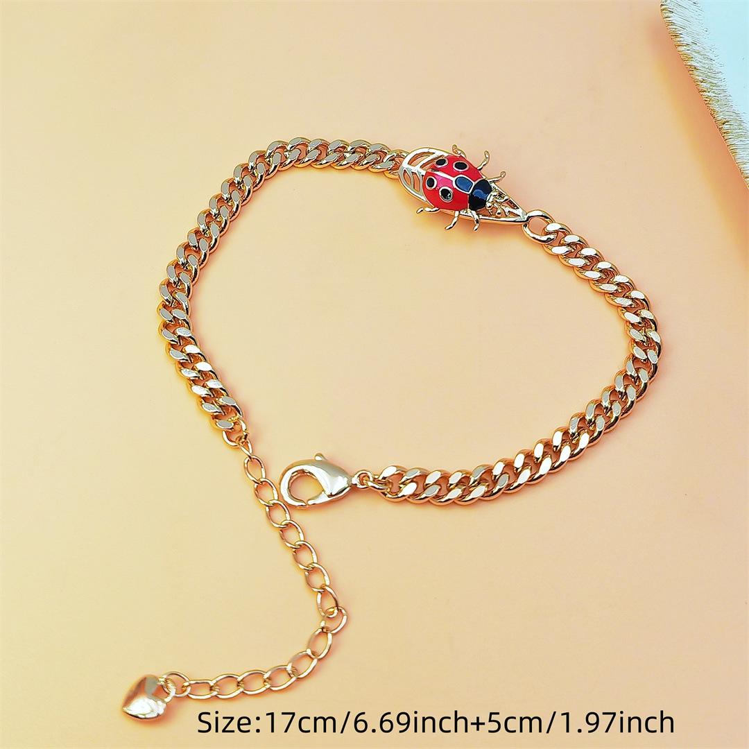 Cartoon Ladybug Charm Bracelet for Kids & Teens, Fun Quirky Design for Boys & Girls, Trendy Cool Aesthetic Jewelry, Lightweight & Cute for Daily Wear, Birthday Gifts & Party Favors