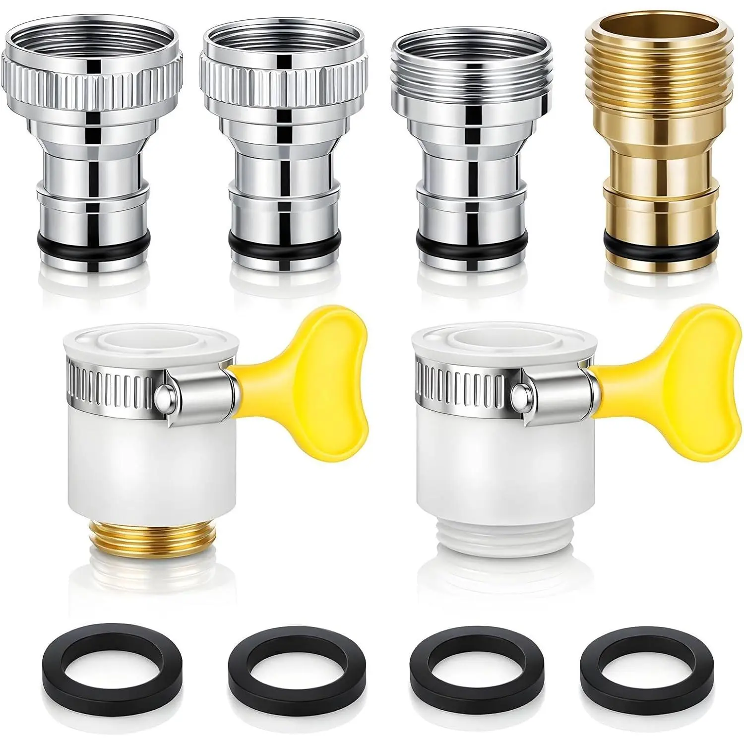 6 Pcs Faucet Tap Quick Connector Kit - 4 Washing Machine Links, 2 Pcs Universal Faucet Adapters for Portable Washer, Garden Hose, Dishwasher, Car Wash, DIY Projects (Tools & Hardware, Hoses & Accessories), 4 Washing Machine Quick Connectors
