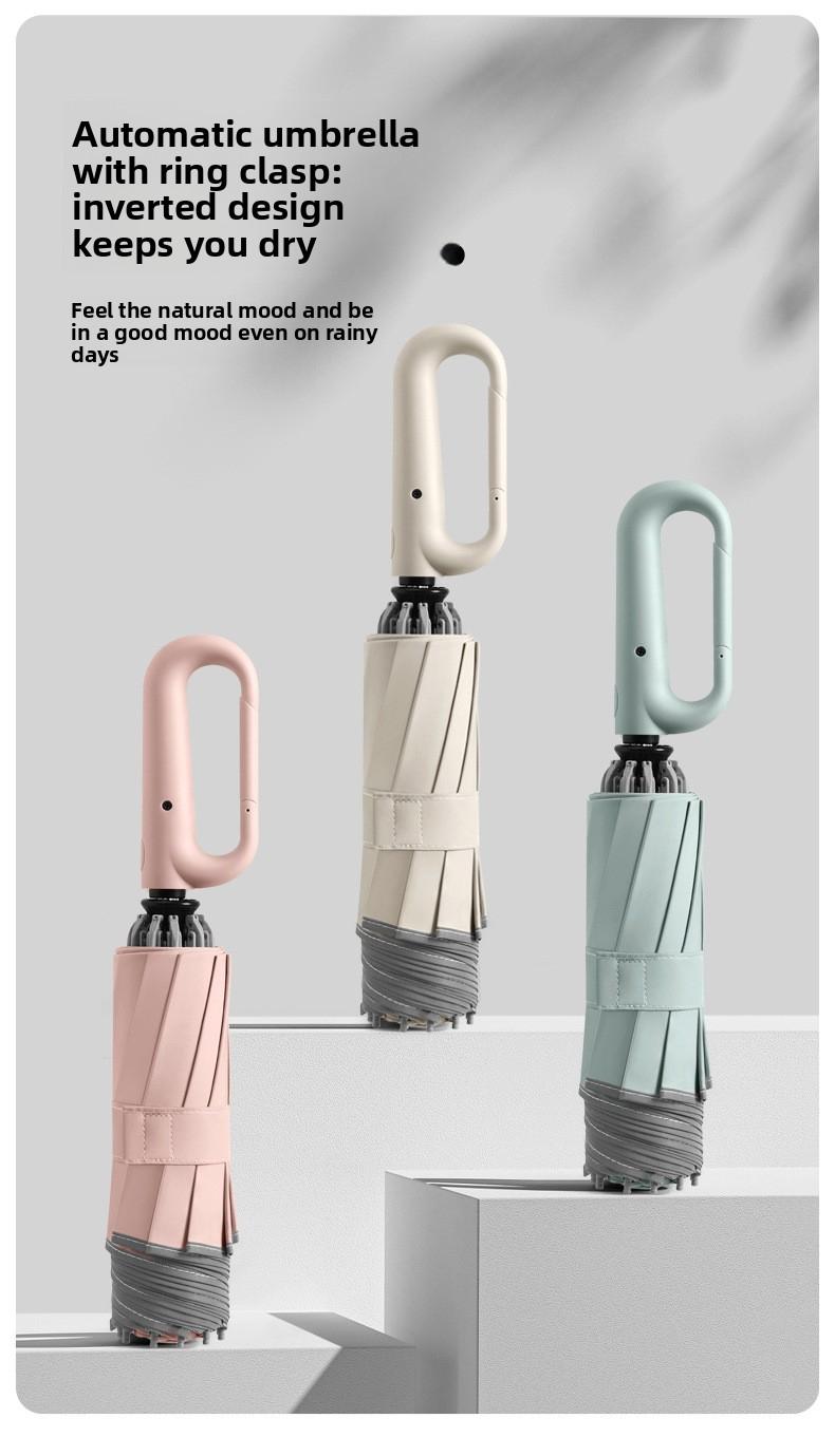 Business Automatic Umbrella - Solid Color, Large Size Windproof Umbrella with Ring Buckle, Reinforced & Durable