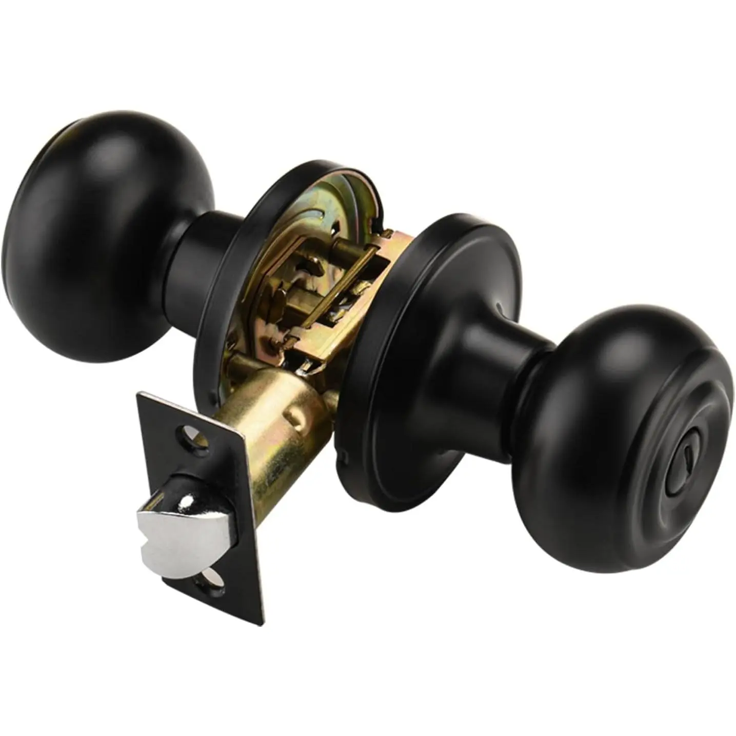 Black Door Knobs Interior,Door Knob with Lock for Bath & Bedroom,Bathroom Door Knobs with Turn Lock