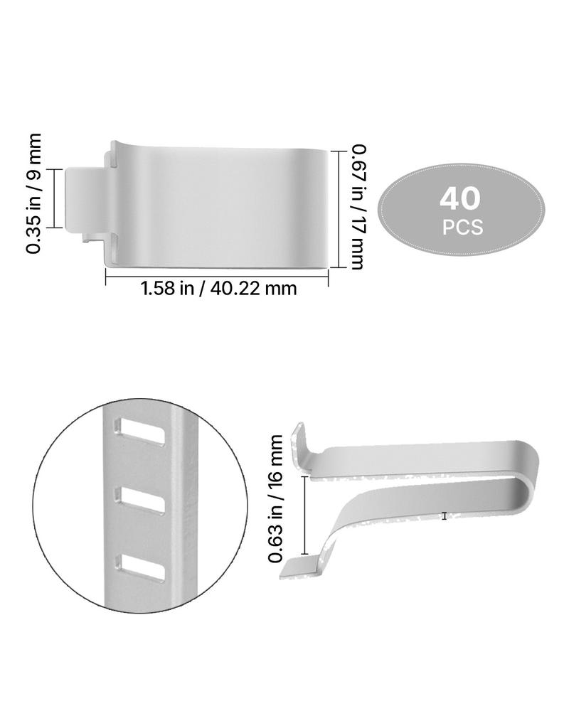 VEVOR Shelf Clips, 40 Pack, Adjustable Steel Pilaster Shelf Clips Support for Metal, Wood, Glass Shelves, Compatible with Wardrobes, Cabinets, Bookcases, Shoe Racks and Display Racks (Silver)