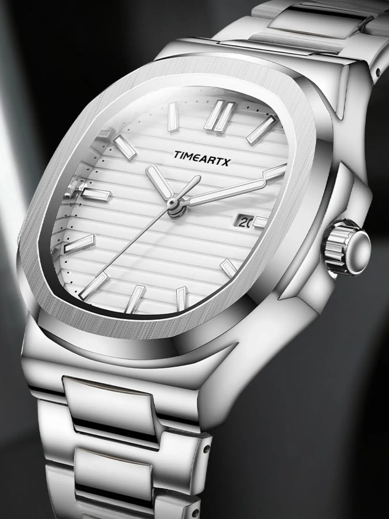 TIMEARTX Men's Quartz Watch, Elegant Square Face, Alloy Case, Night Light Strap, Date Display, Business Style, All Seasons
