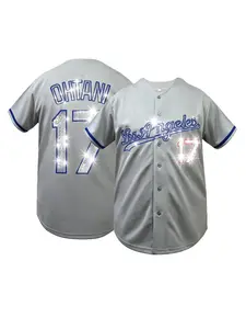 Los Angeles #17 Rhinestone Baseball Jersey Men Women Bling Sparkle Diamond Embellished Baseball Shirt Game Day Party Casual Wear