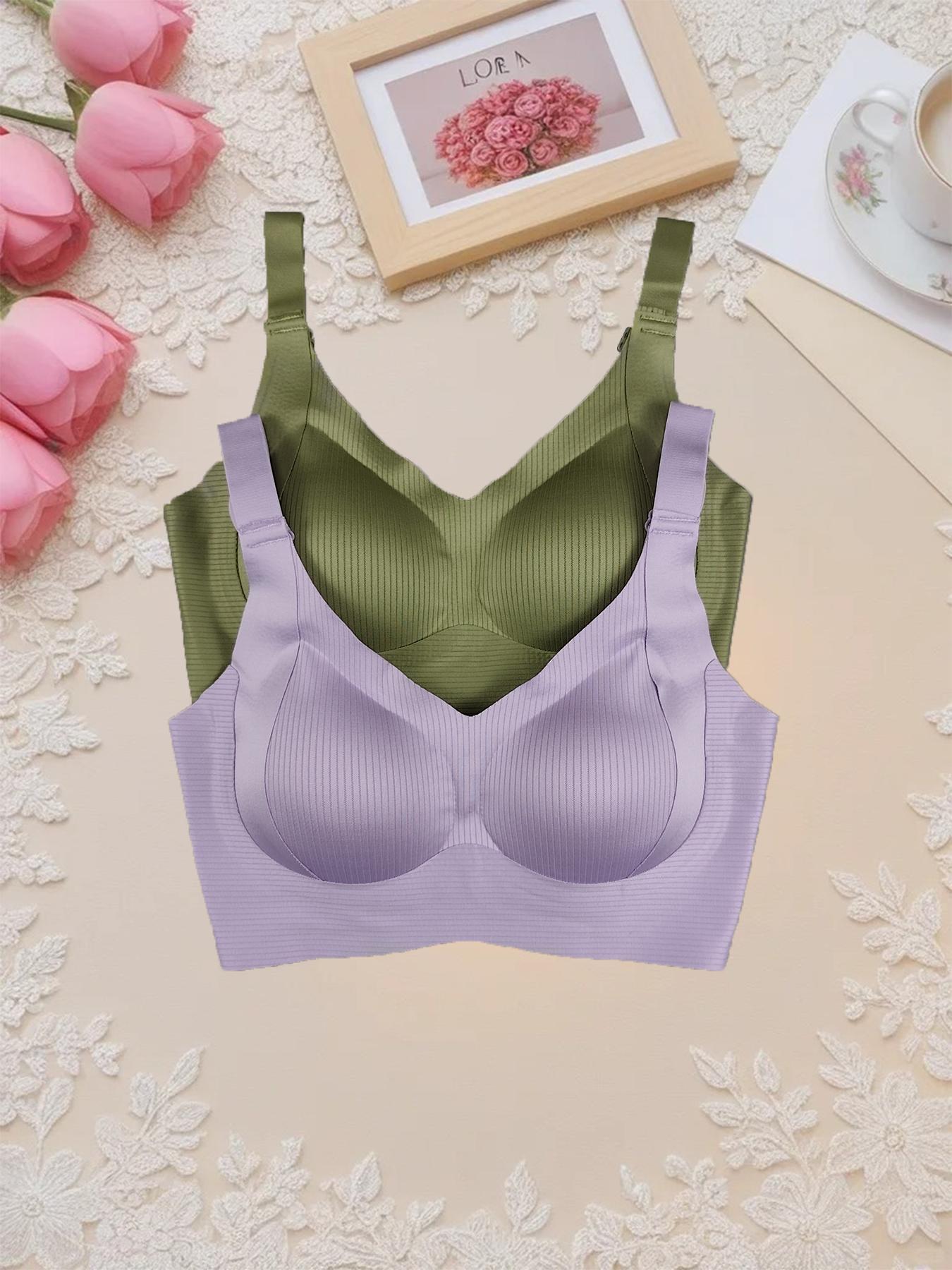 Women's Seamless Wireless Bra, Adjustable Wide Straps, Comfortable Breathable Lingerie, Medium Support, Casual All-Season Wear