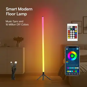 USB Powered LED Mood Floor Lamp with APP Control, Wireless Controller, Music Reactive Lighting Modes and Adjustable Brightness, Decorative Ambient Standing Light for Bedroom, Living Room, Game Room, Streaming Setup & Home DecorBring your room to life with