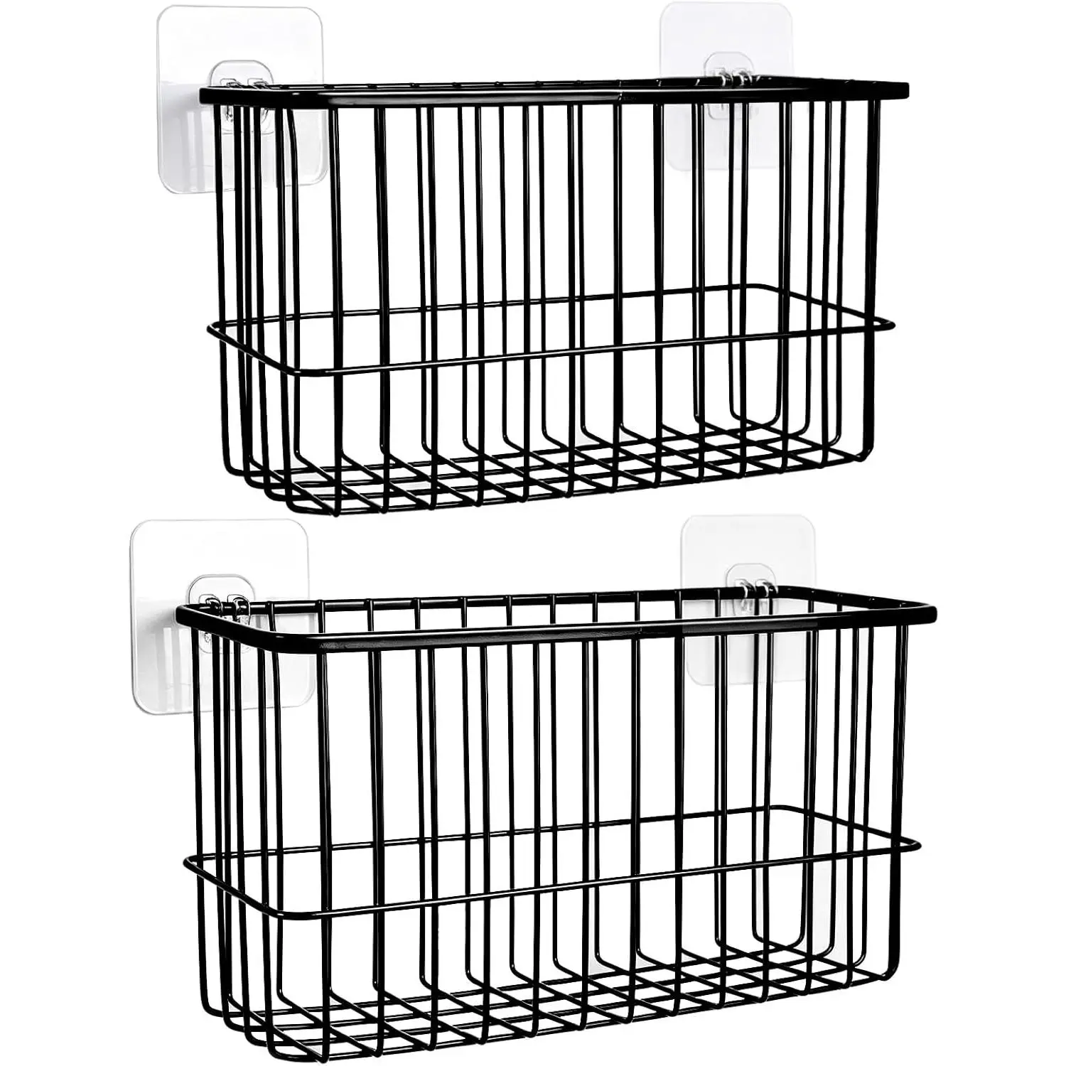 2-Pack Self-Adhesive Cabinet Door Organizer Storage Basket - No-Drill Door Mounting Kitchen Organization Solution for Pantry, Bathroom