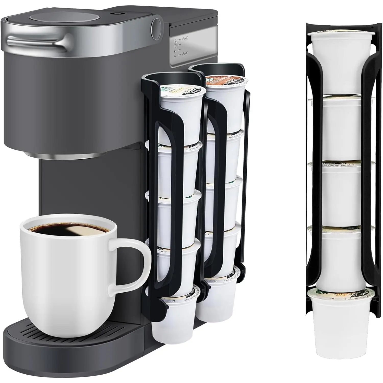 K Cup Holder for : Coffee Pod Holder for Counter Small Space, Space Saving K pod Storage Organizer - Kcup holders for Wall Mount (2, Black)