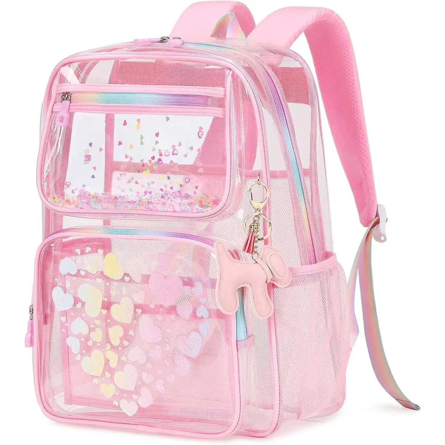 Clear Backpack for School Girls Boys - Heavy Duty TPU Transparent Bookbag with Padded Straps, Stadium Approved Lightweight Bag for Events & Travel