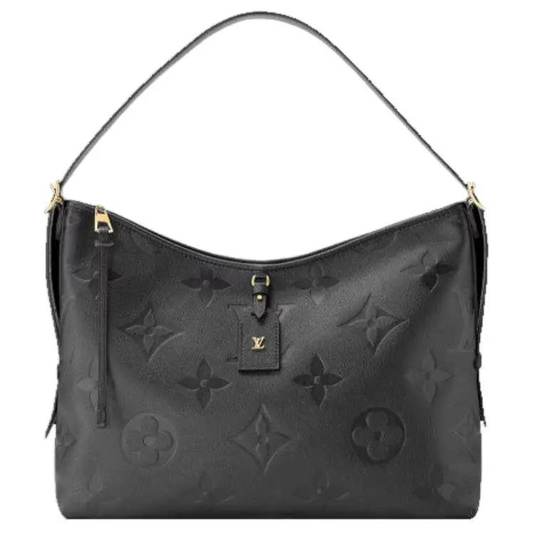 Louis Vuitton Carryall Handbag for Women, Embossed Soft Grained Leather, Gold-Tone Hardware, Medium Size, Black