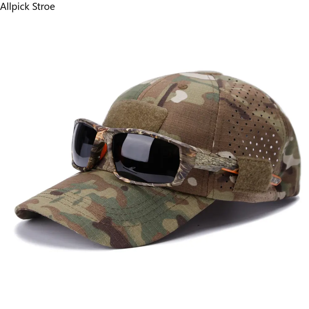 Men’s Tactical Camouflage Baseball Cap, Breathable Outdoor Sun Hat for Hunting, Hiking & Fishing, Adjustable Durable Camo Hat for Sport & Beach Wear